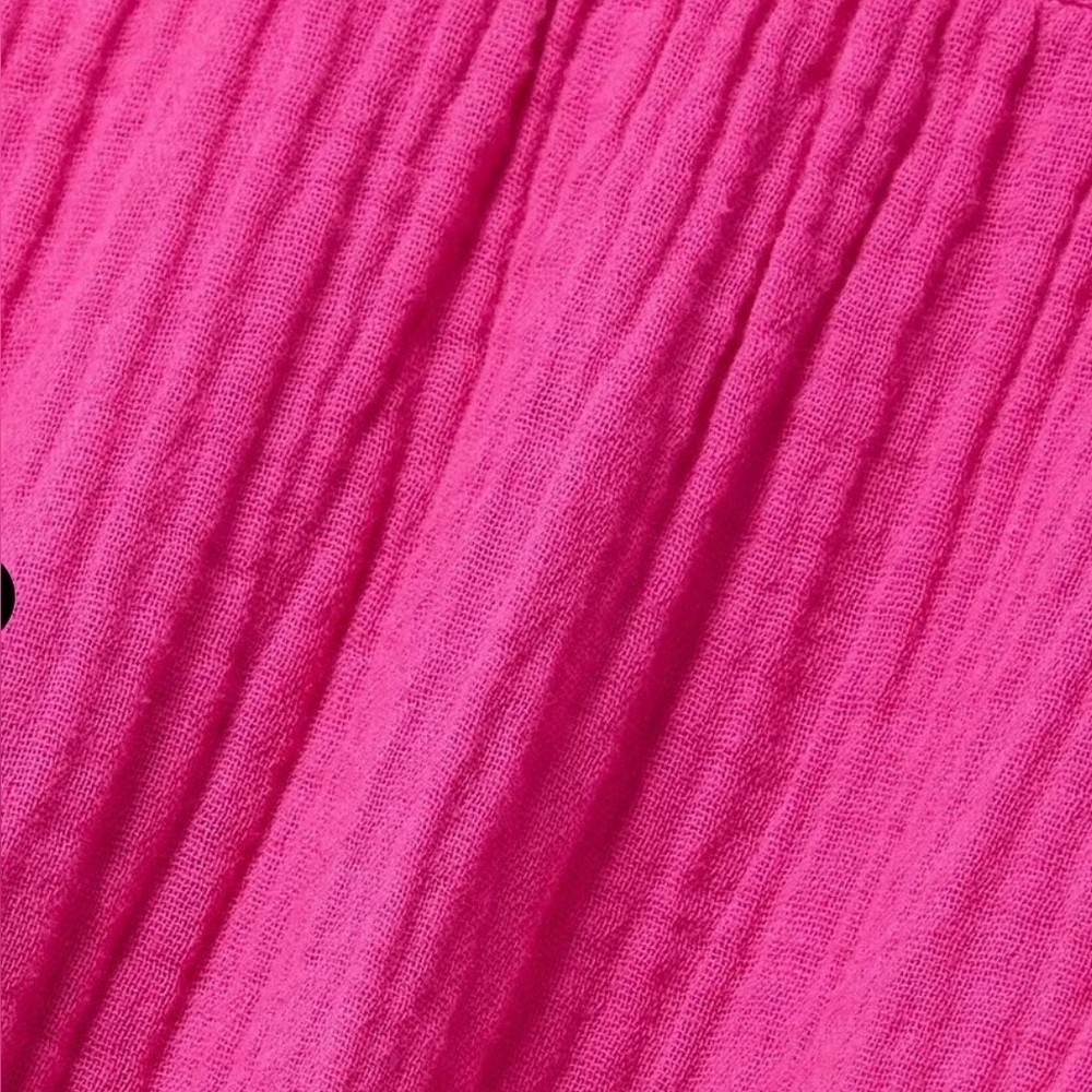 Giselle Tiered Cotton Gauze Mini Dress - Fuchsia | Size Small - Picture 8 of 8